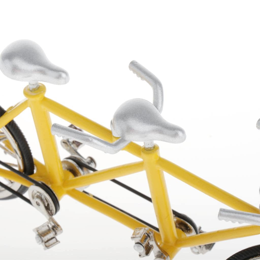 Tandem Bike Model Home Workplace Office Decoration For Men Silver Yellow Packaging status original