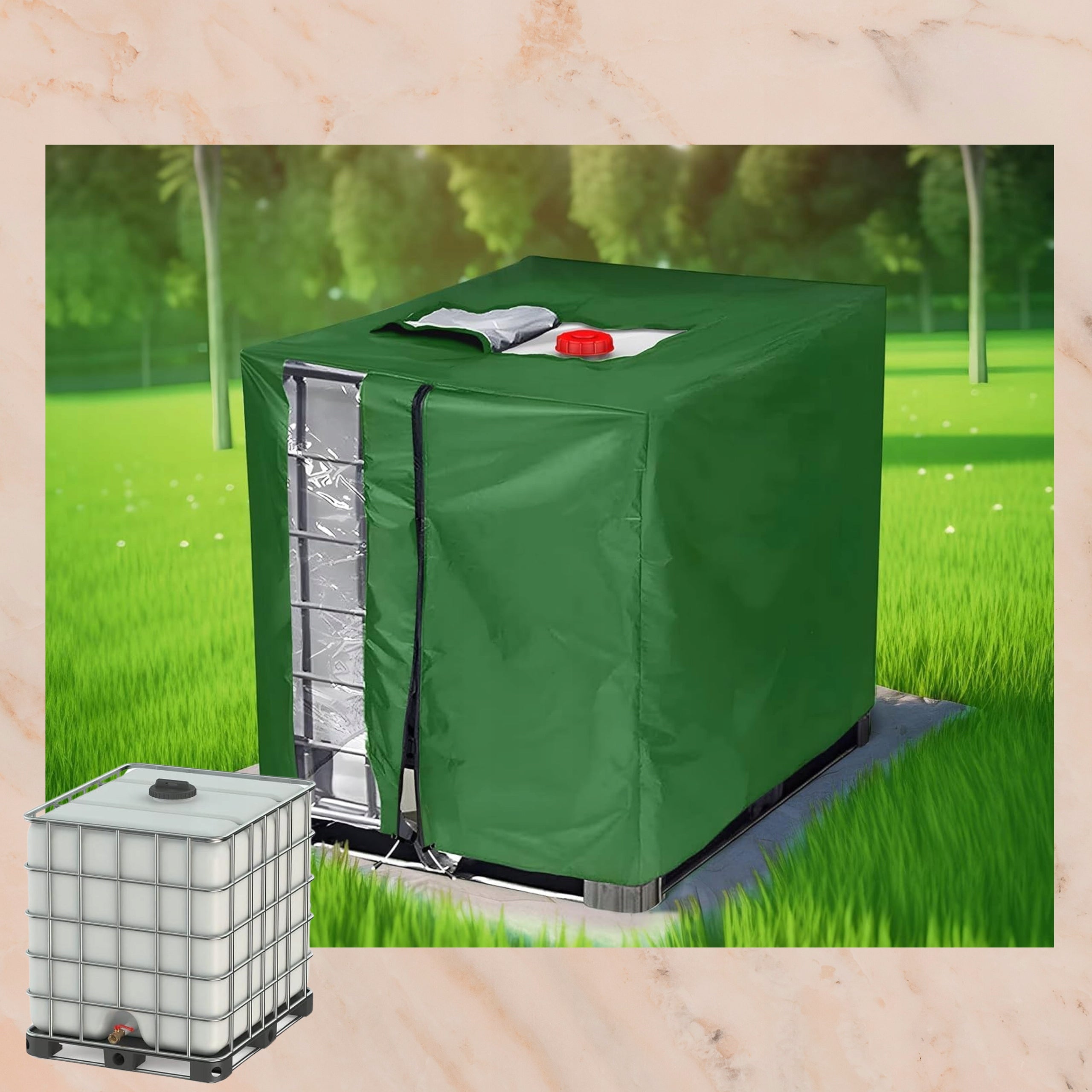 Tank cover tarpaulin cover MAUZER 1000l PREMIUM ZIPPER window Kind other