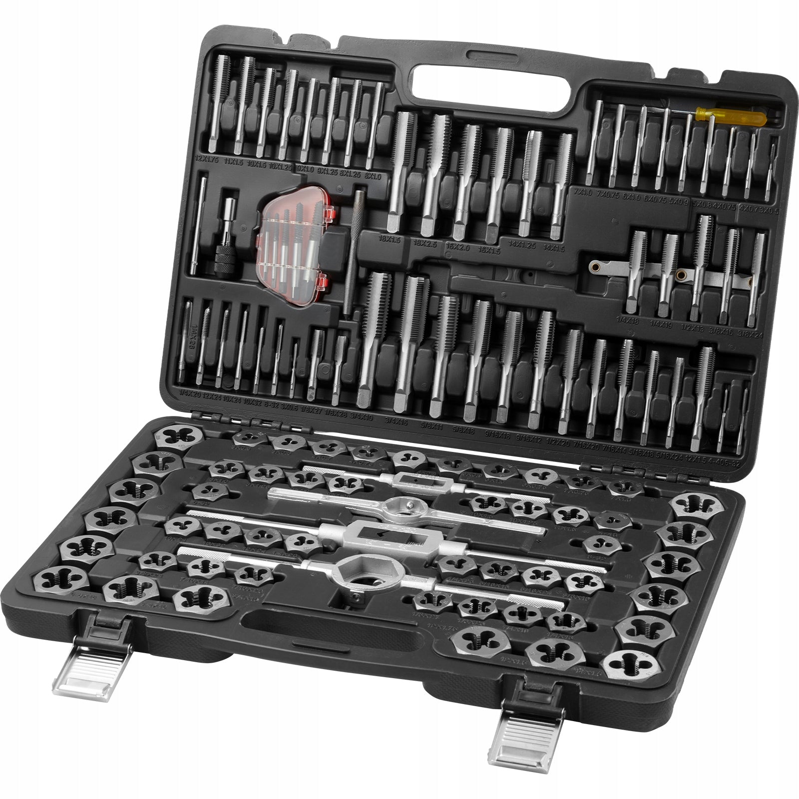 Tap and Die Set 116 Piece Metric SAE Bearing Steel with Storage Case