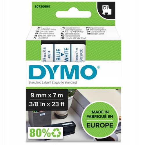 Tape DYMO D1 40914 9mm white/blue original