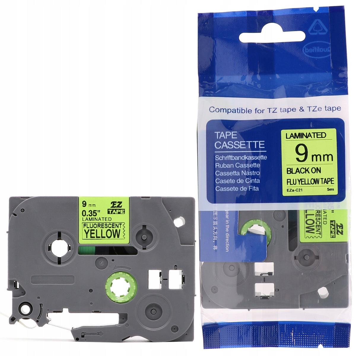 Tape for Brother P-touch 9mm 5m yellow TZE-C21 Manufacturer code TZe-C21