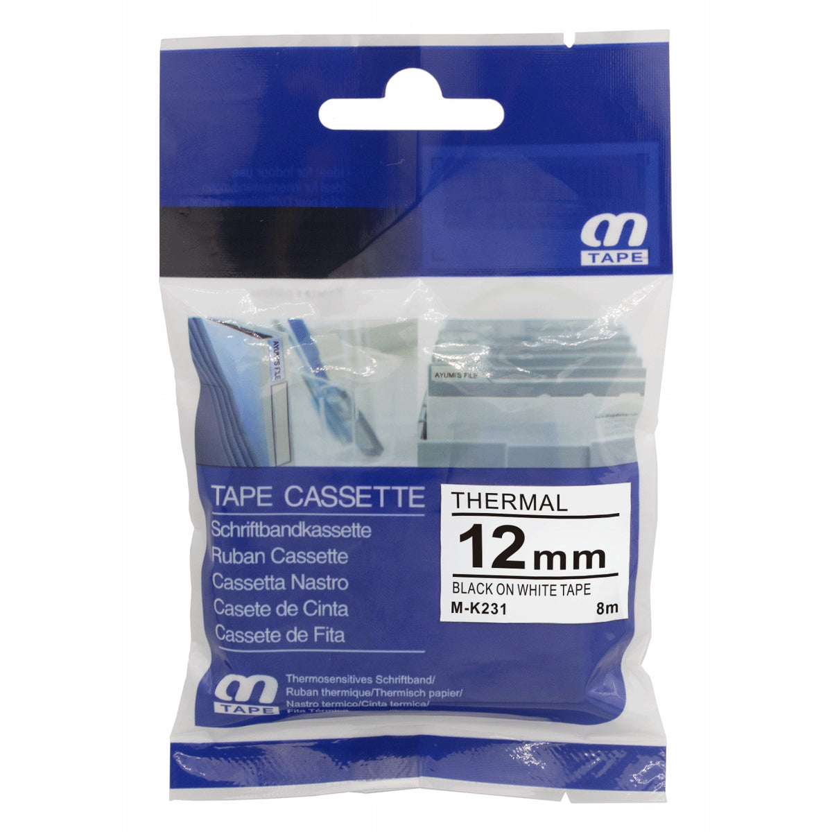 Tape for Brother unlaminated M-K231 12mm white Packaging status original