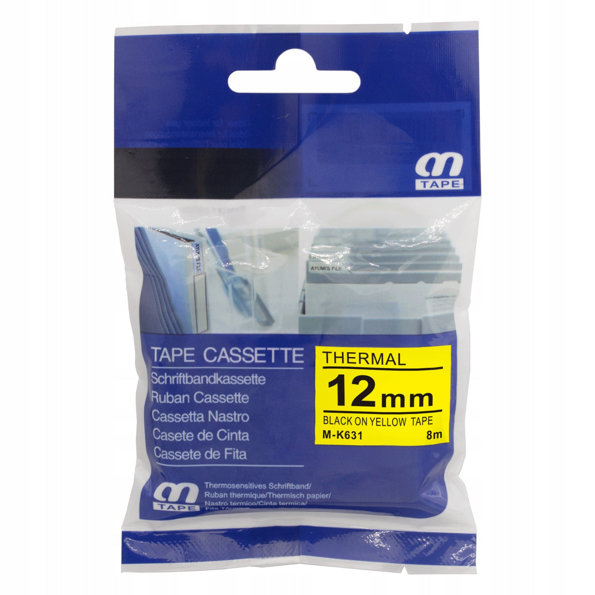 Tape for Brother unlaminated M-K631 12mm yellow Packaging status original