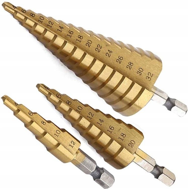 Tapered Step Drill Bits For Metal Wood Plastic Sheet Metal 3pcs 4-32mm