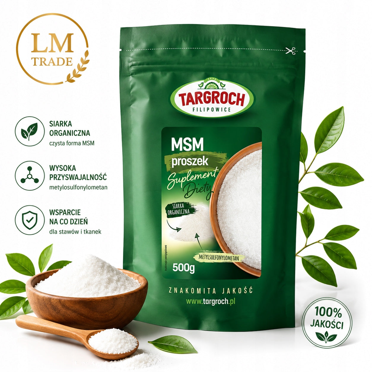 Targroch MSM Organic Sulfur 500g Natural Supplement High Purity