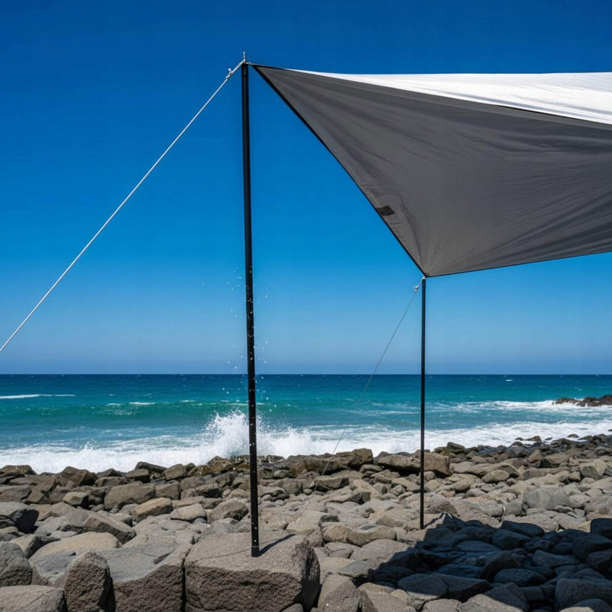 Tarp Support Pole Steel Construction Canopy Pole Wind Resistant 20MM Silver Packaging status original