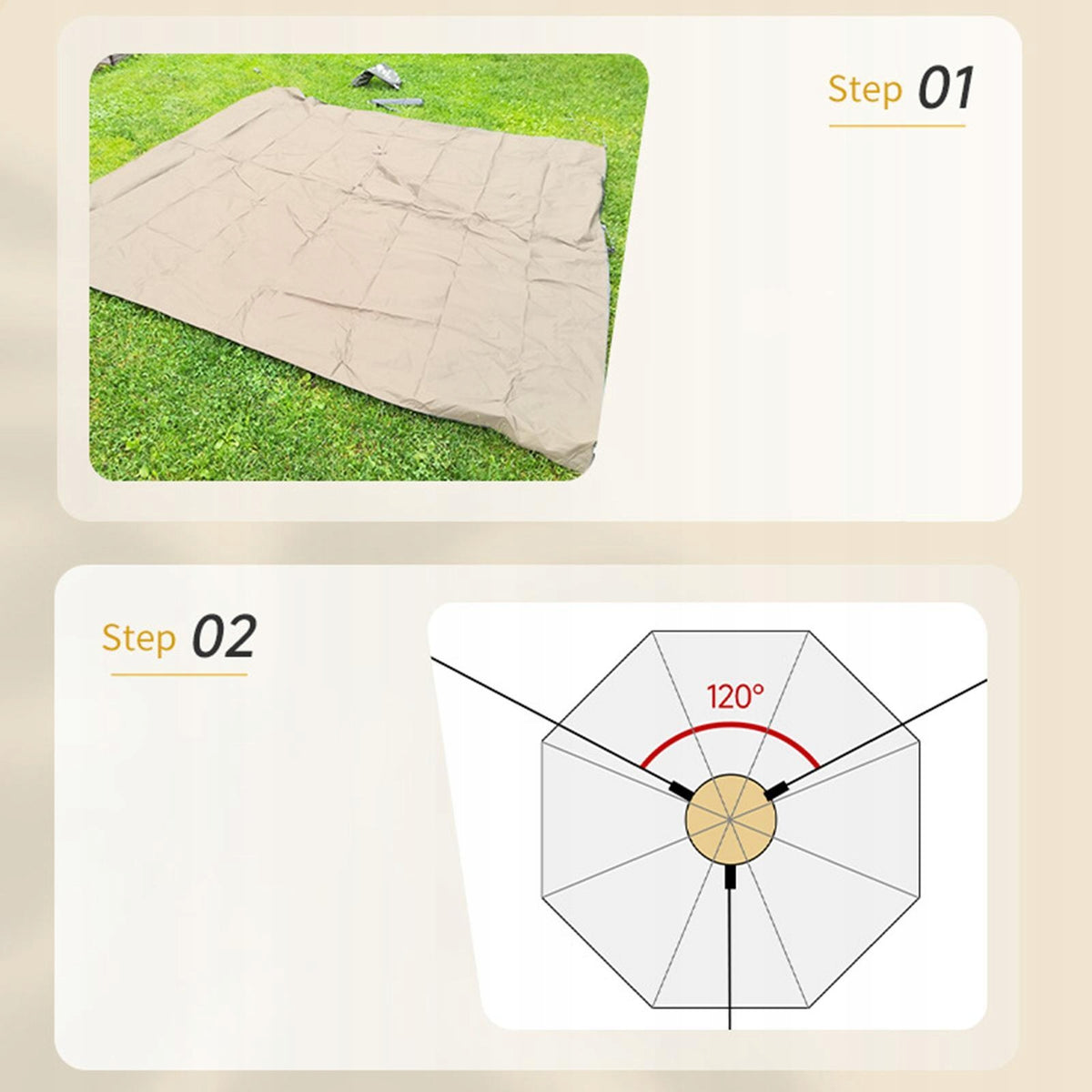 Tarp Tent Connect Cap Pole Tent Hat Convenient Triangle Waterproof Khaki Packaging status original