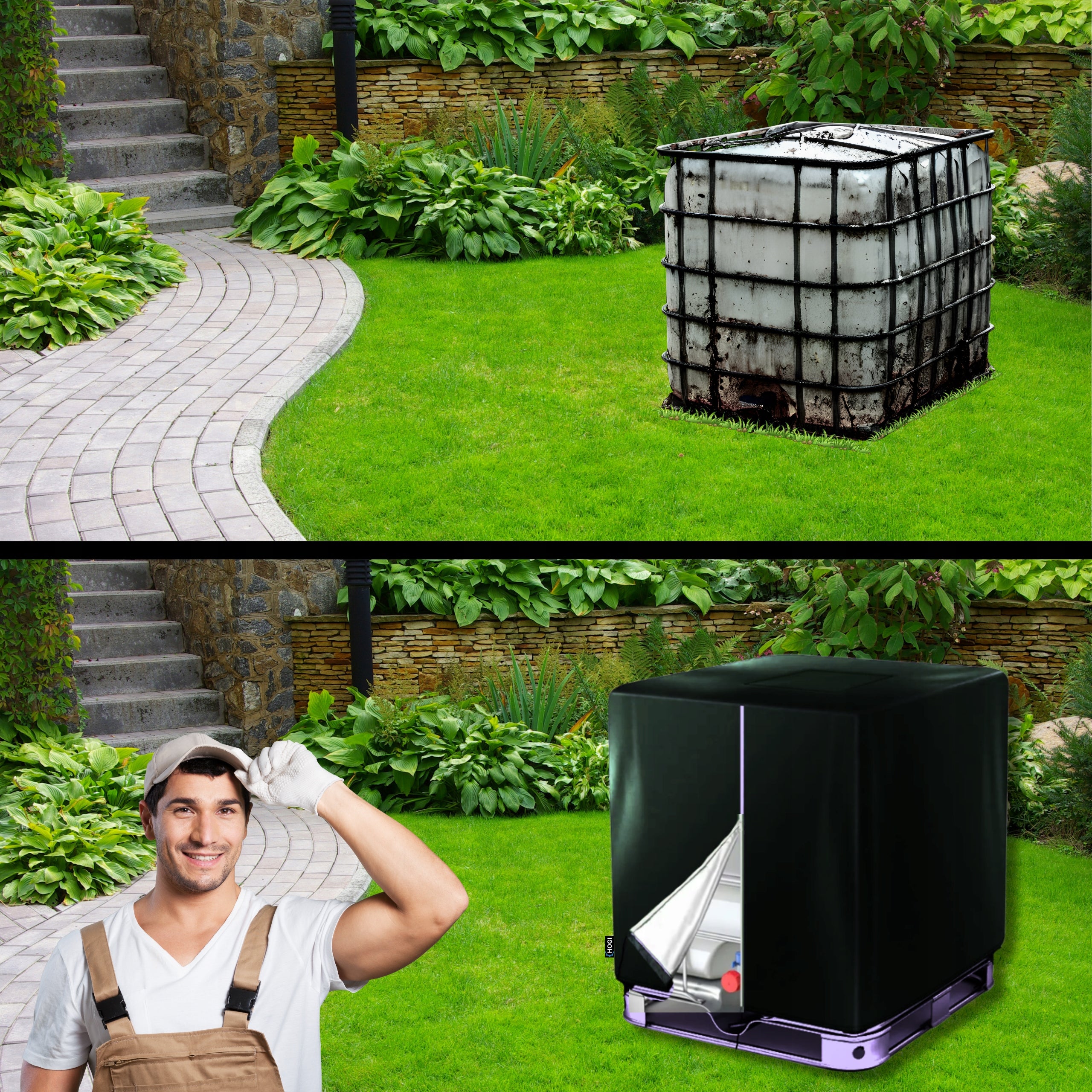 Tarpaulin cover for TANK MAUZER Barrel 1000L Oxford 420d SOLID UV Manufacturer HOGI