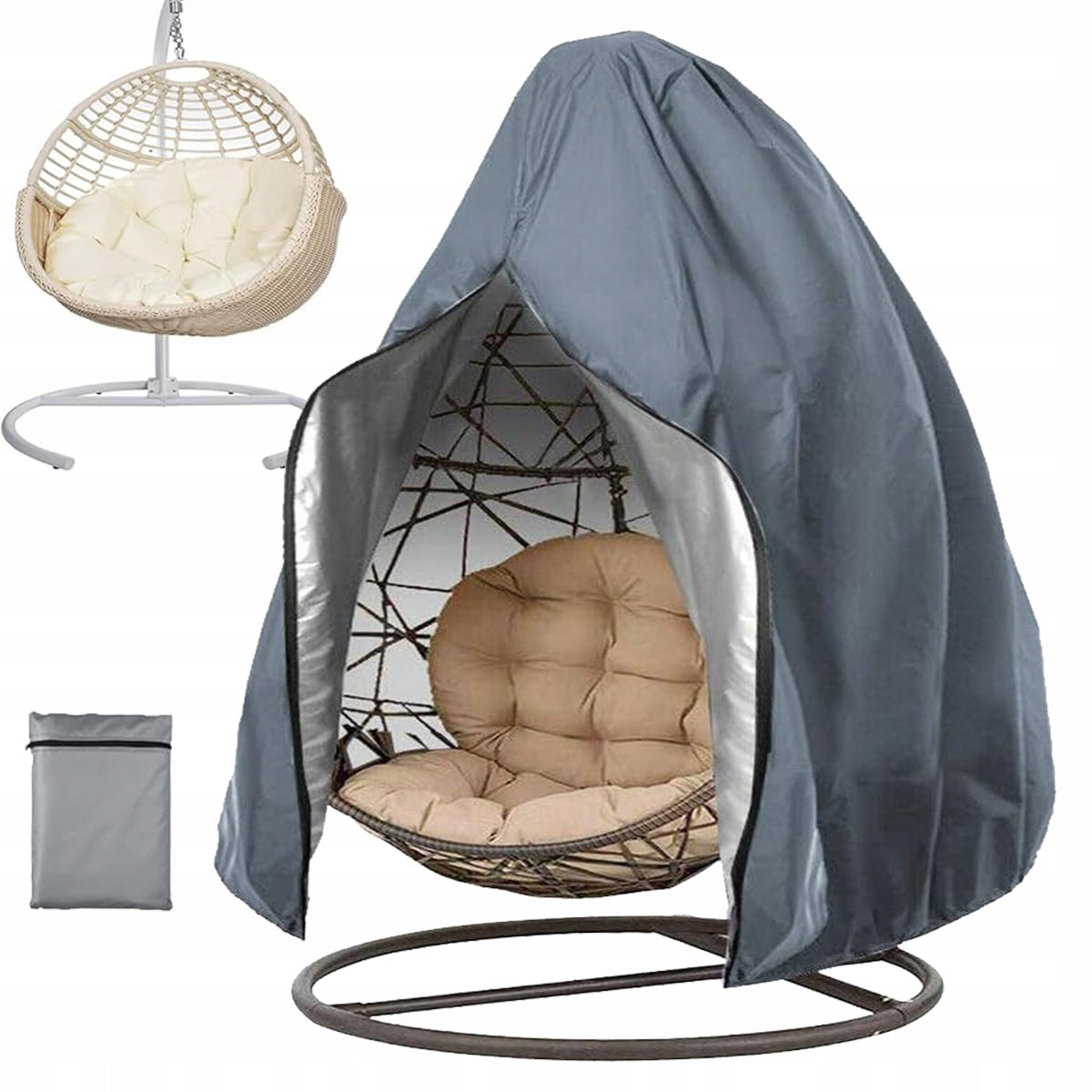 Tarpaulin cover for armchair hanging cocoon garden swing zipper basket