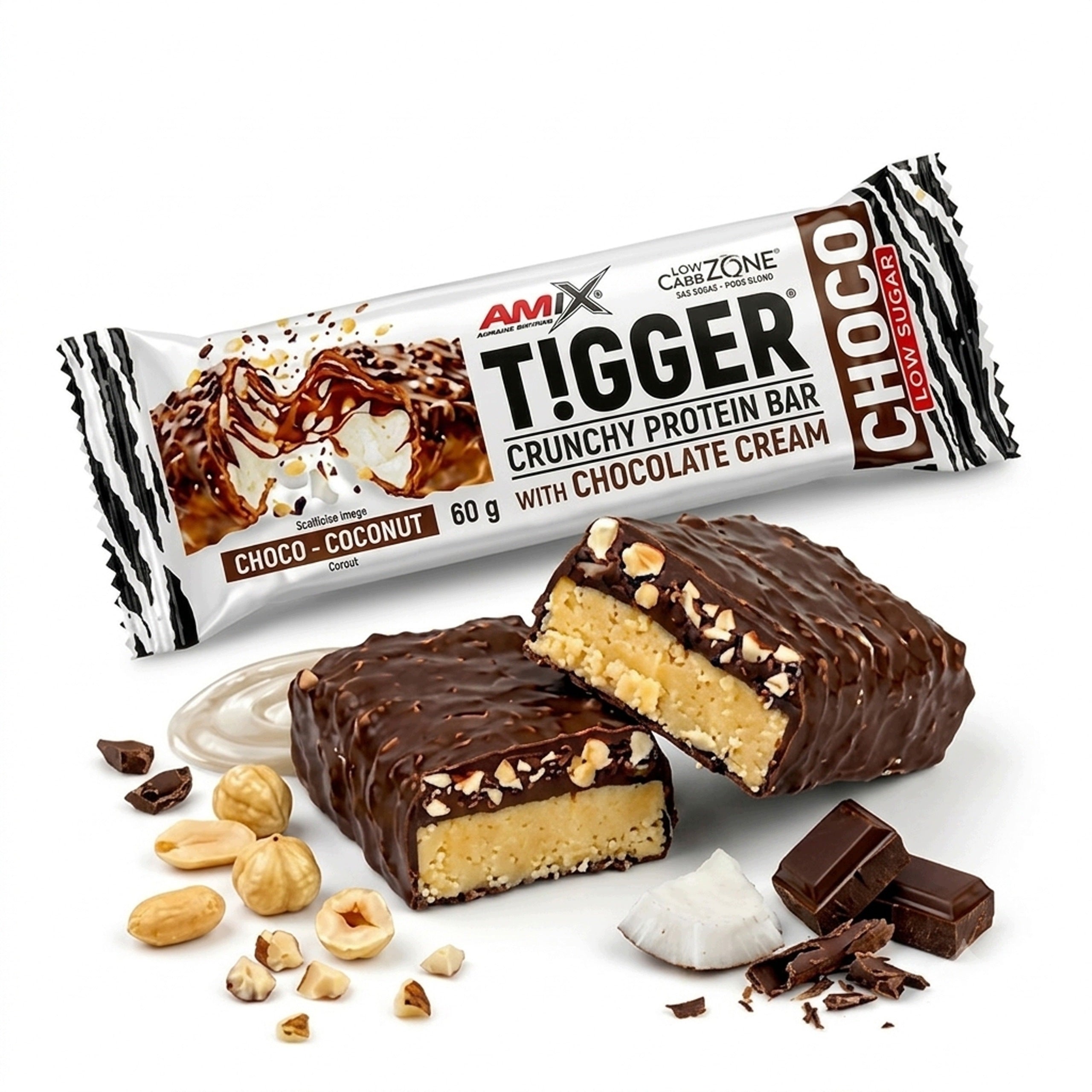 Tasty crunchy! Amix Tiger - coconut chocolate 20 pcs. Packaging status original