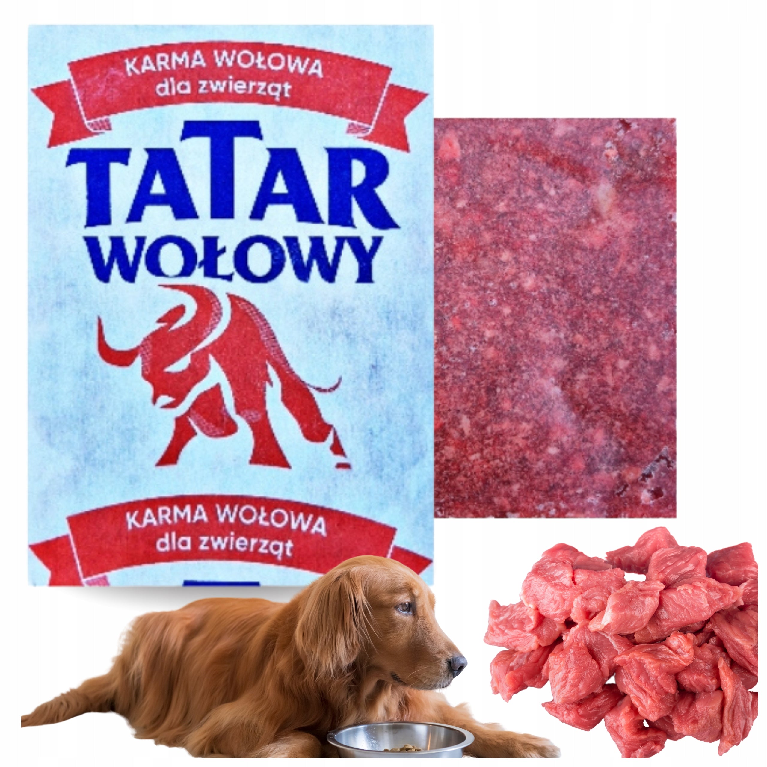 Tatar Beef Meat Frozen Boneless Dog Food Cubes 10 kg BARF EAN (GTIN) 5906725700216