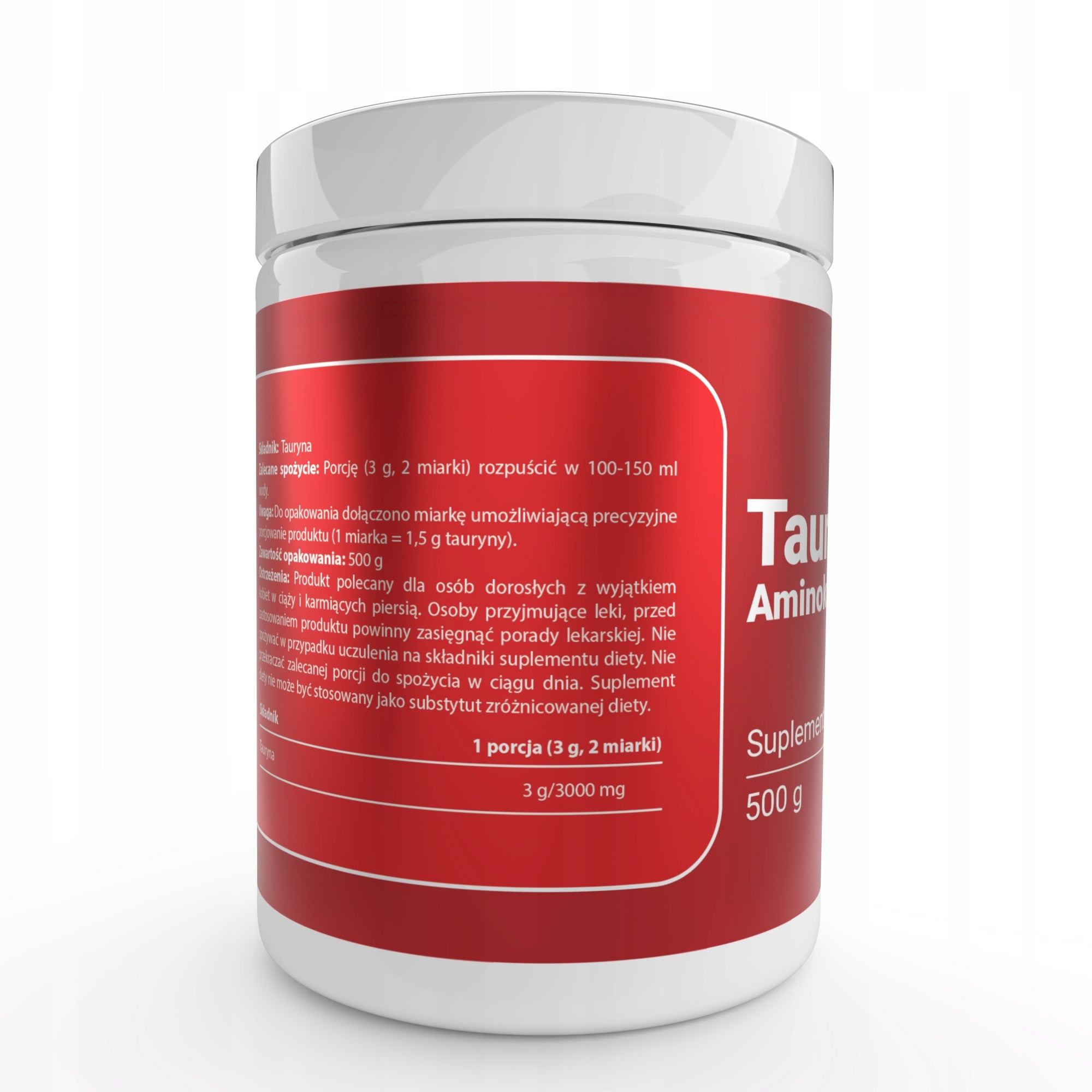 Taurine (Taurine) 500 g 100% pure - Amino acids REGENERATION PERFORMANCE Expiration date at least six months from the date of purchase