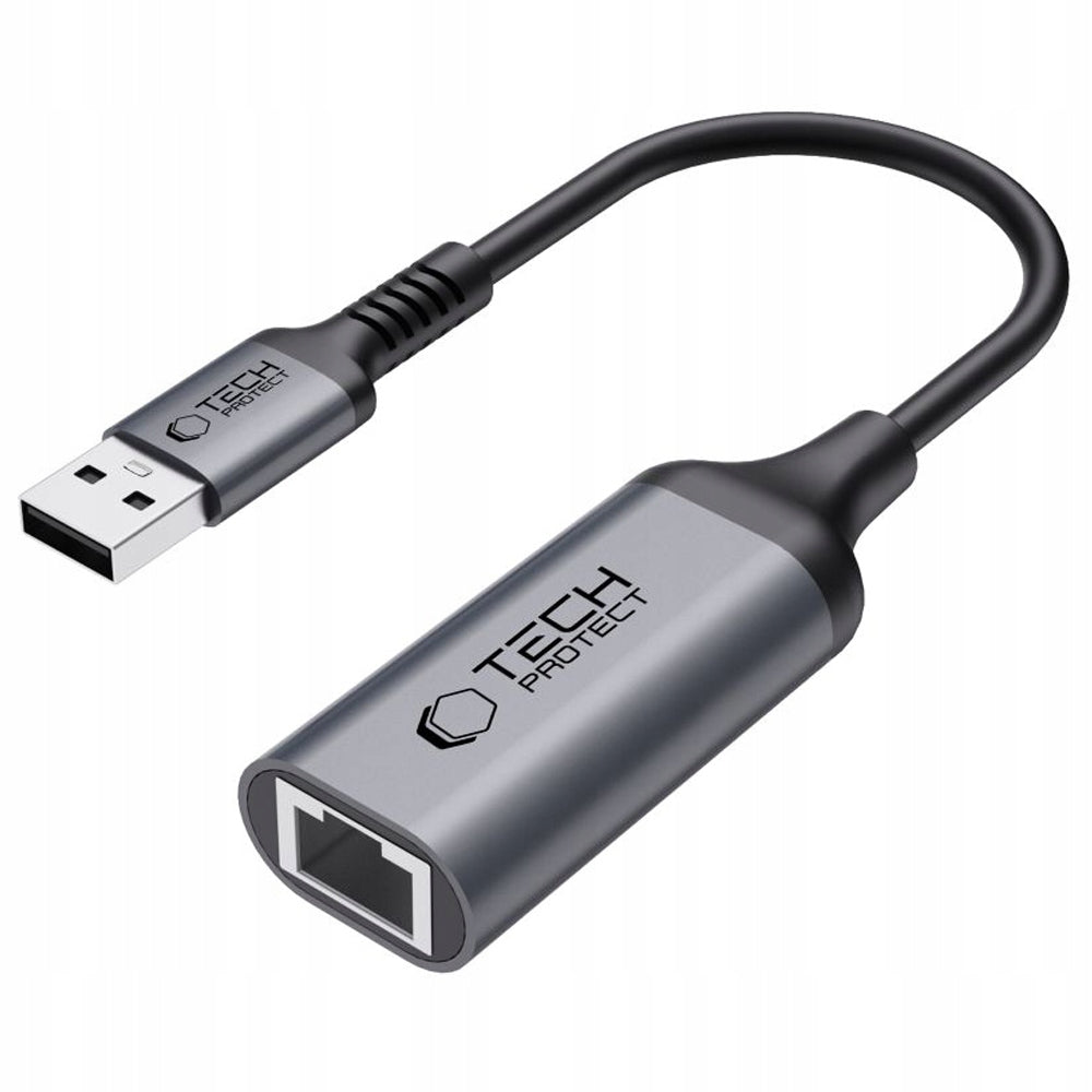 Tech-Protect UltraBoost USB-A 3.0 to Ethernet RJ45 Adapter, 1000Mbps, Black