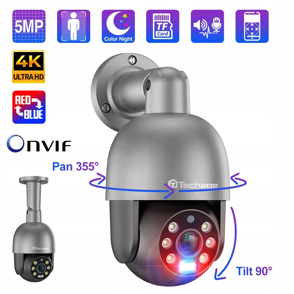 Techage IP Camera 5MP PoE PTZ Onvif Graphite Packaging status original
