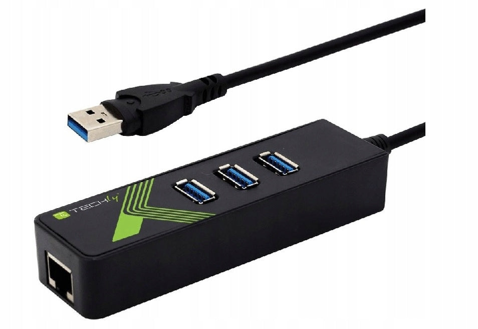 Techly Network Adapter USB 3.0 to Gigabit RJ45 Hub 3x USB