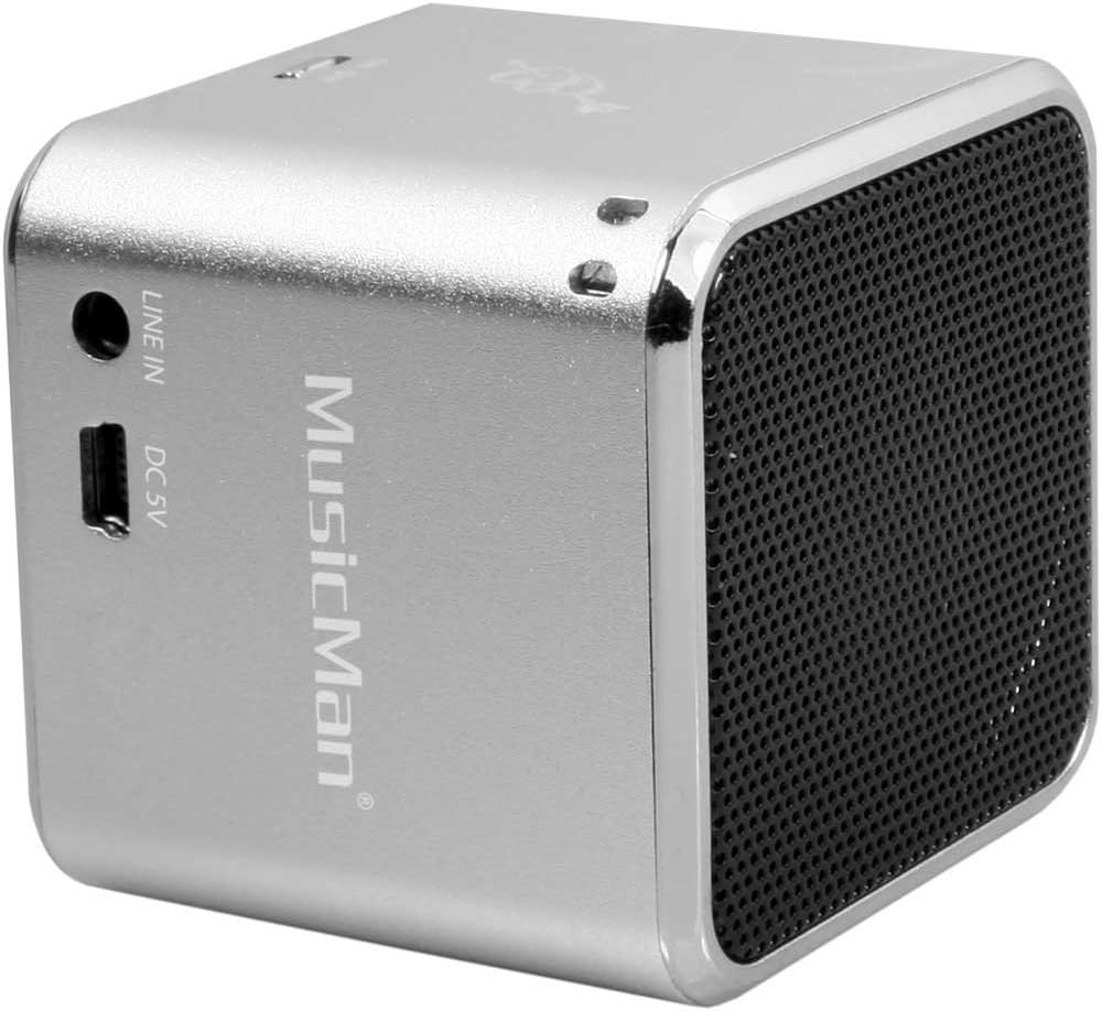 Technaxx MusicMan Mini Portable Speaker, microSD, AUX-IN Silver Packaging status original