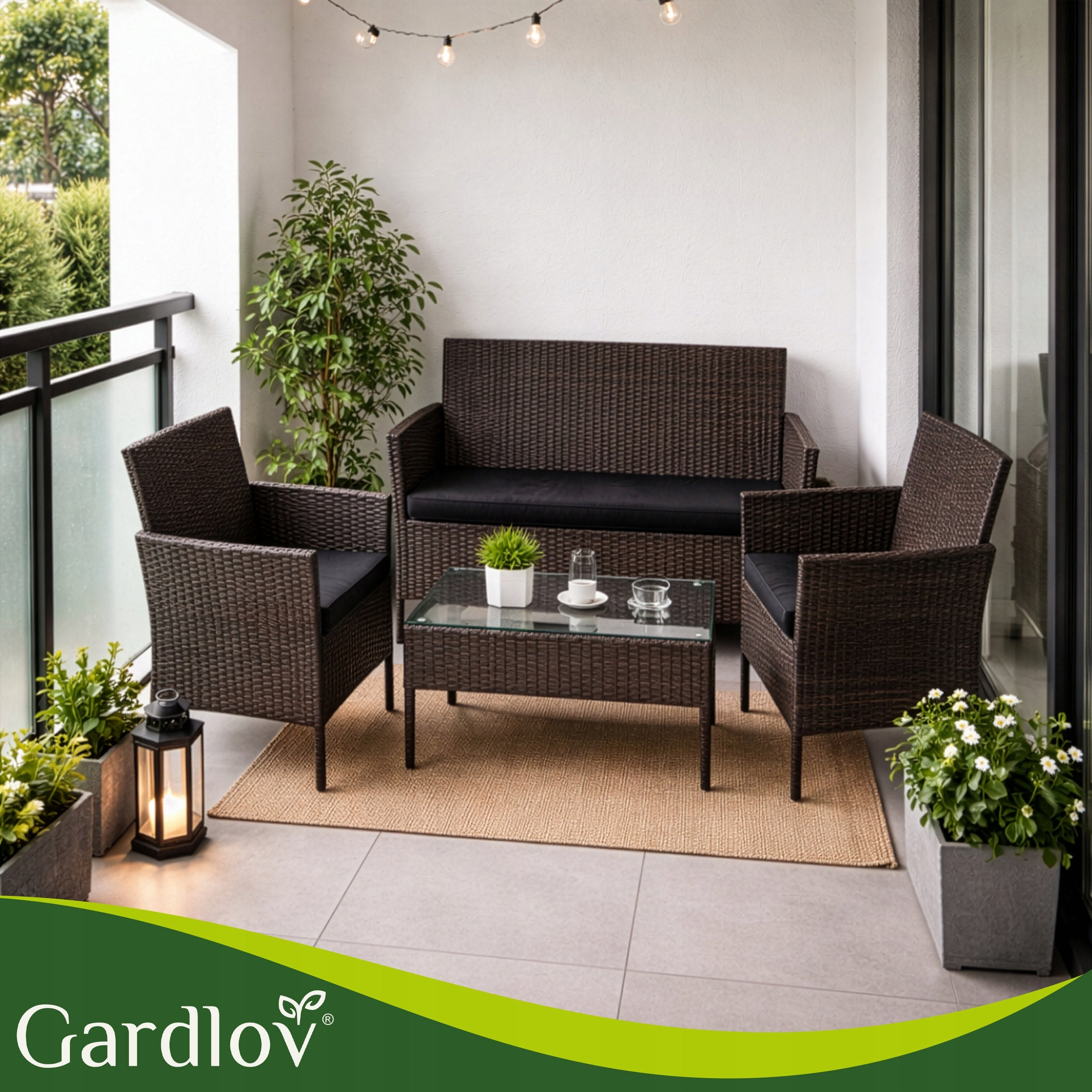 Technorattan Garden Furniture Set Garden Furniture for Terrace Balcony 4 Pers Line Meble Ogrodowe Zestaw Mebli Ogrodowych