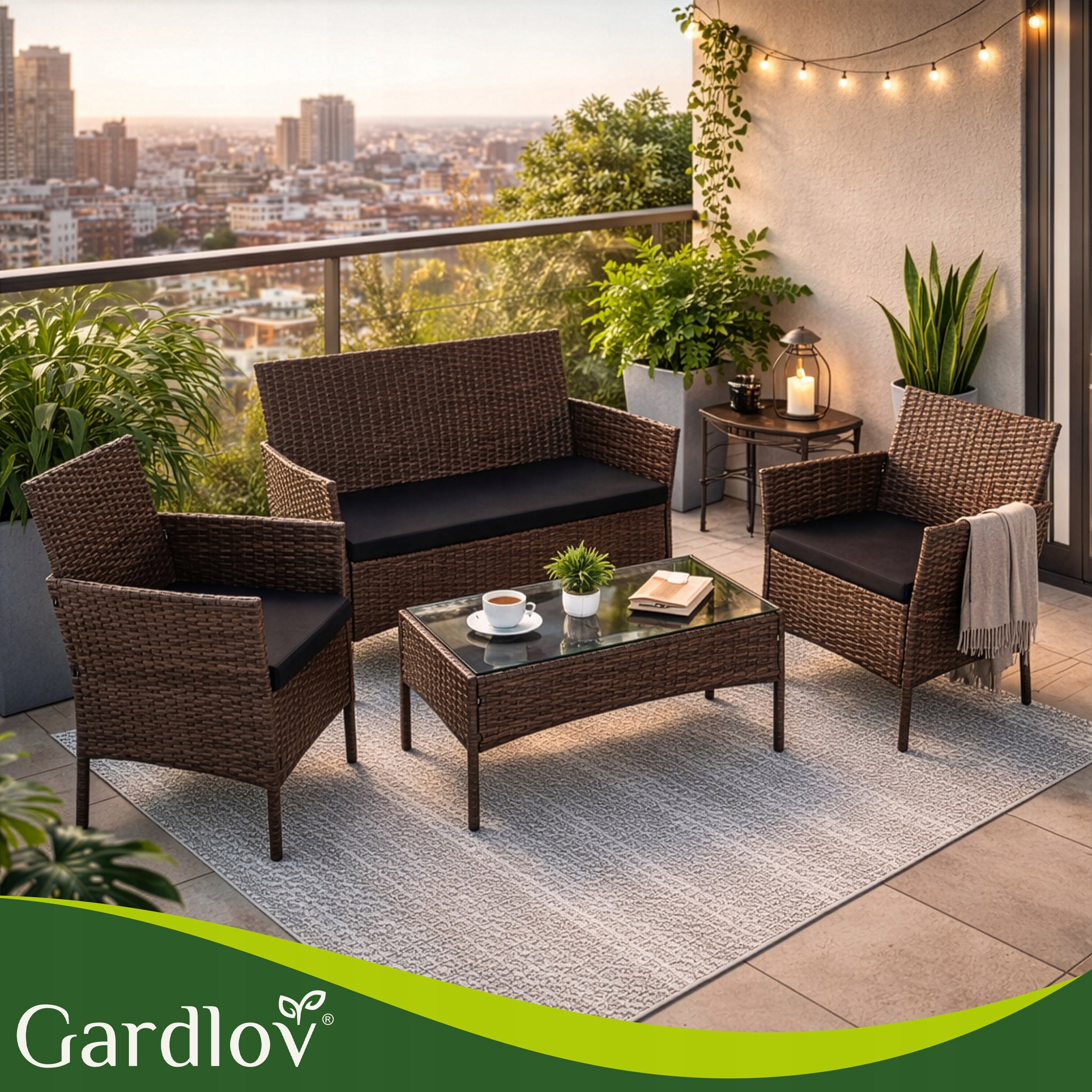 Technorattan Garden Furniture Set Garden Furniture for Terrace Balcony 4 Pers Number of items in the set 4