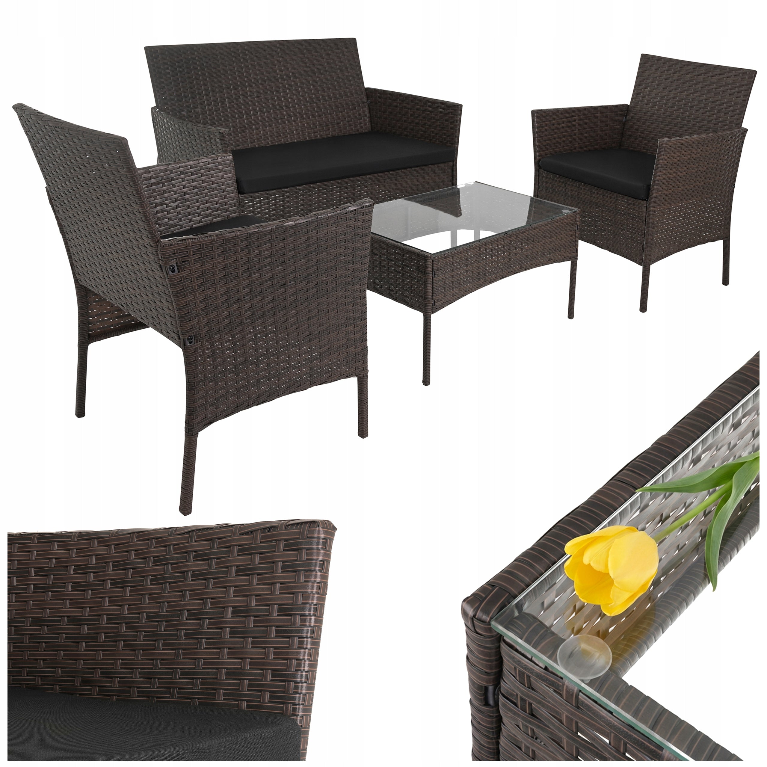 Technorattan Garden Furniture Set Garden Furniture for Terrace Balcony 4 Pers