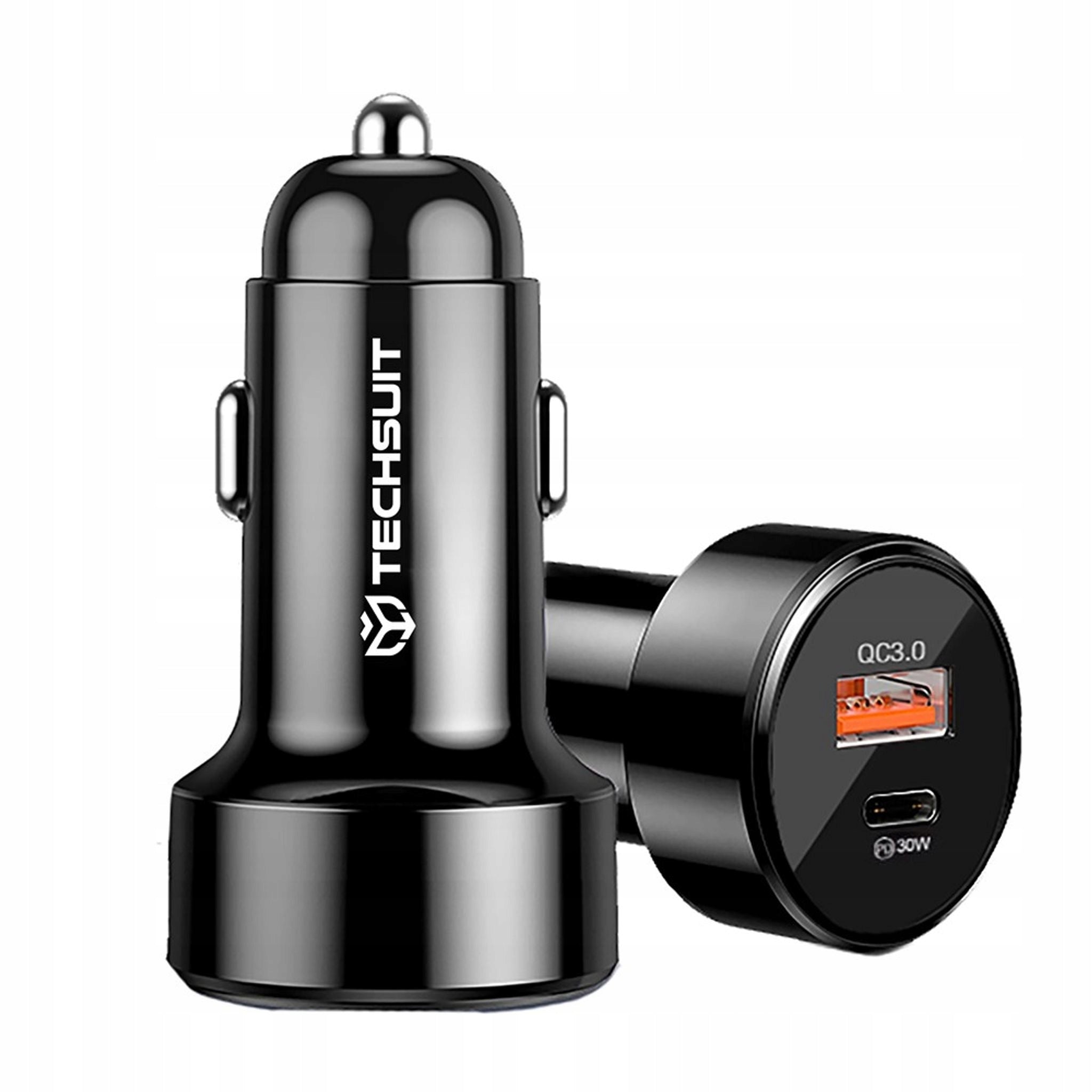 Techsuit Car Charger 48W USB QC3.0 18W + USB-C PD30W LED