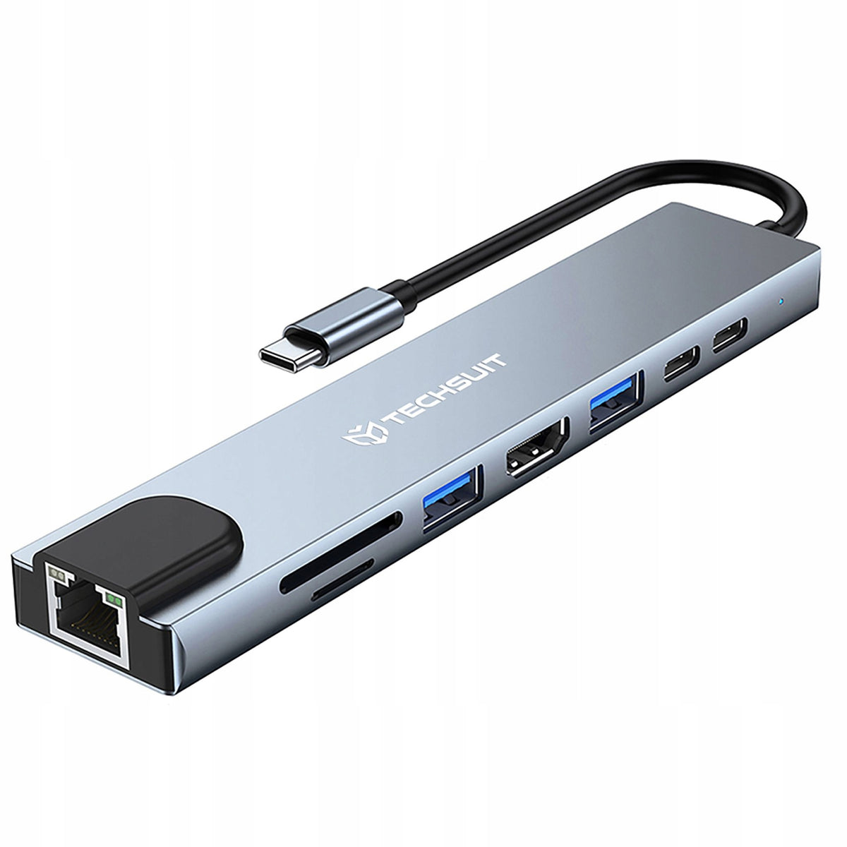 Techsuit NetBridge 8 in 1 (H2) Docking Station - Type-C to 2x Type-C, 2x