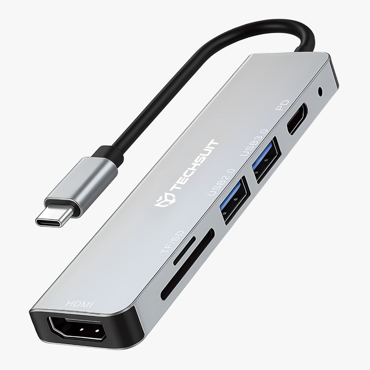 Techsuit TurboChargeX 6 in 1 (H5) Docking Station - Type-C to 2x USB,