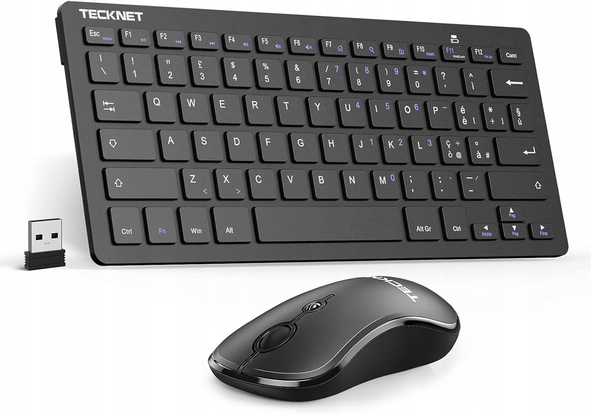 TeckNet Wireless PC Keyboard, UltraThin, Quiet,USB, QWERTY + MOUSE