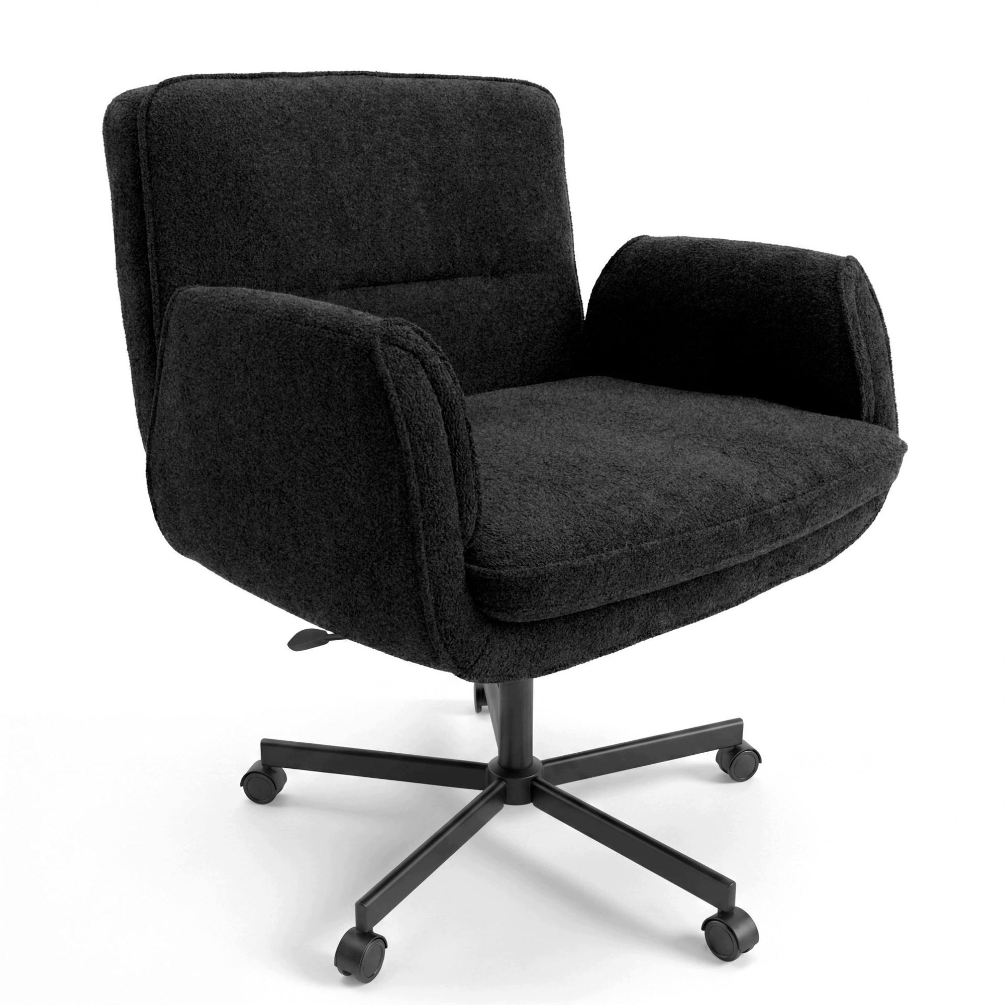Teddy Swivel Office Chair For Desk Folding Armrests Black