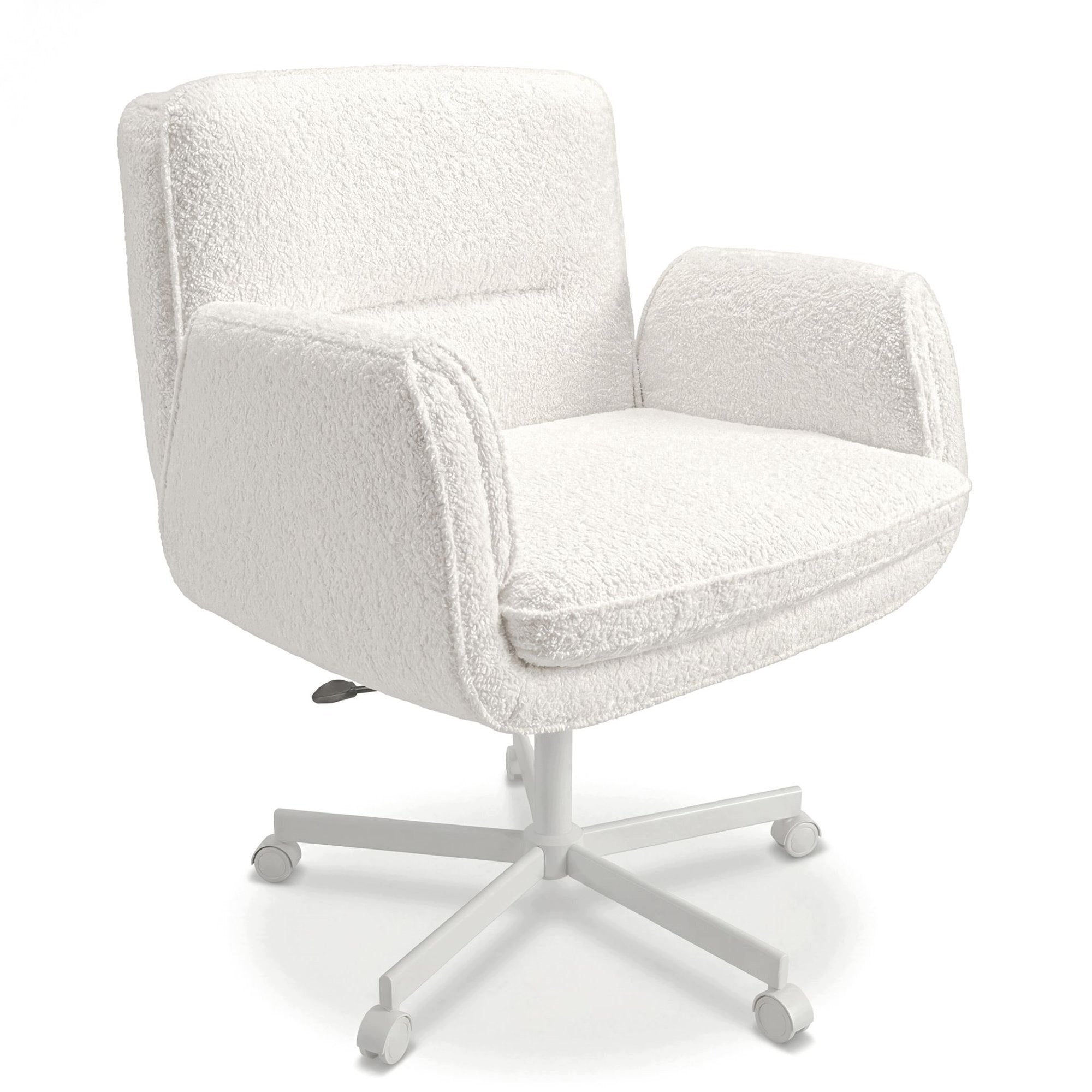 Teddy Swivel Office Chair For Desk Reclining Armrests Cream