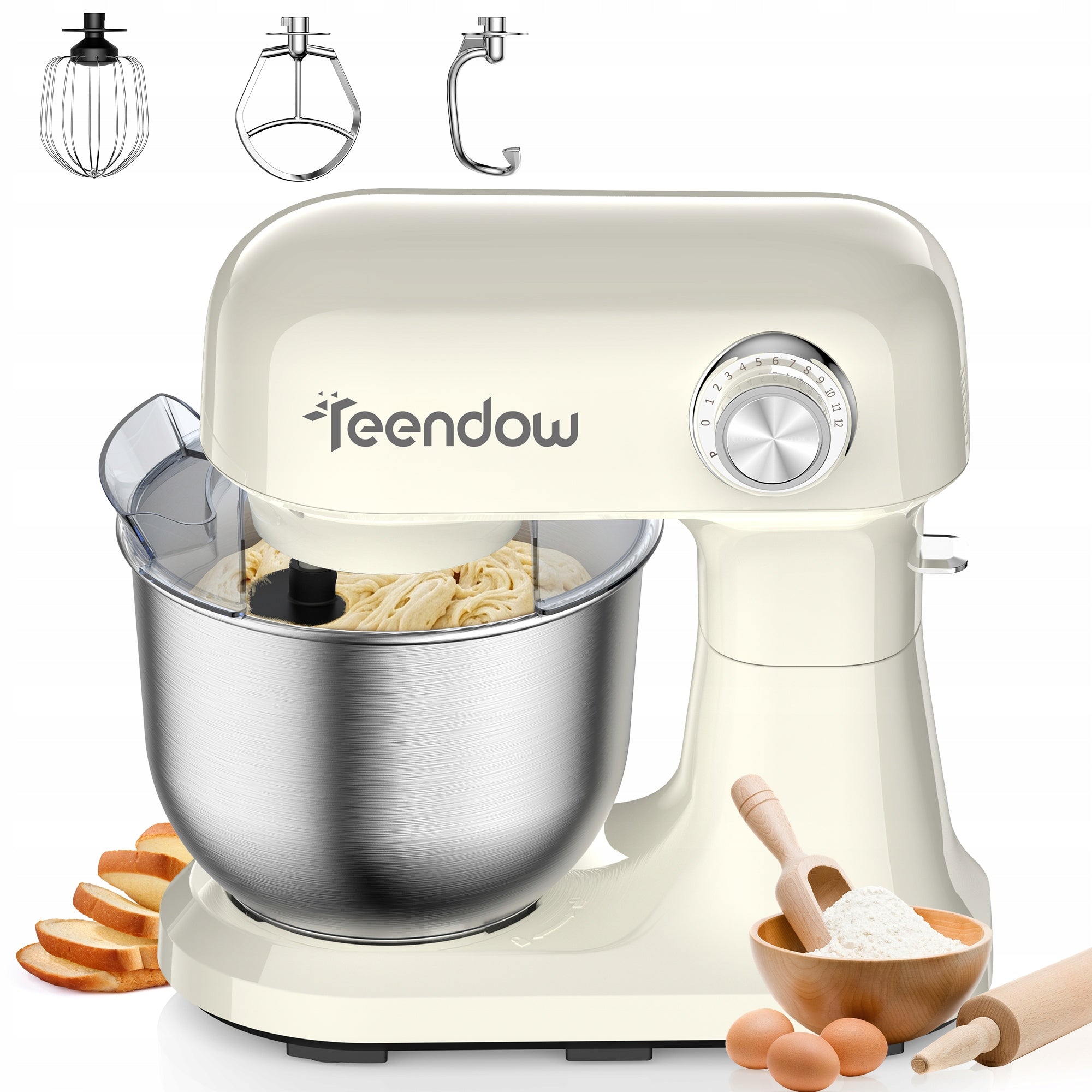 Teendow SM-B03C Food Processor Steel Bowl 5Qt 12 Speeds Beater Packaging status original