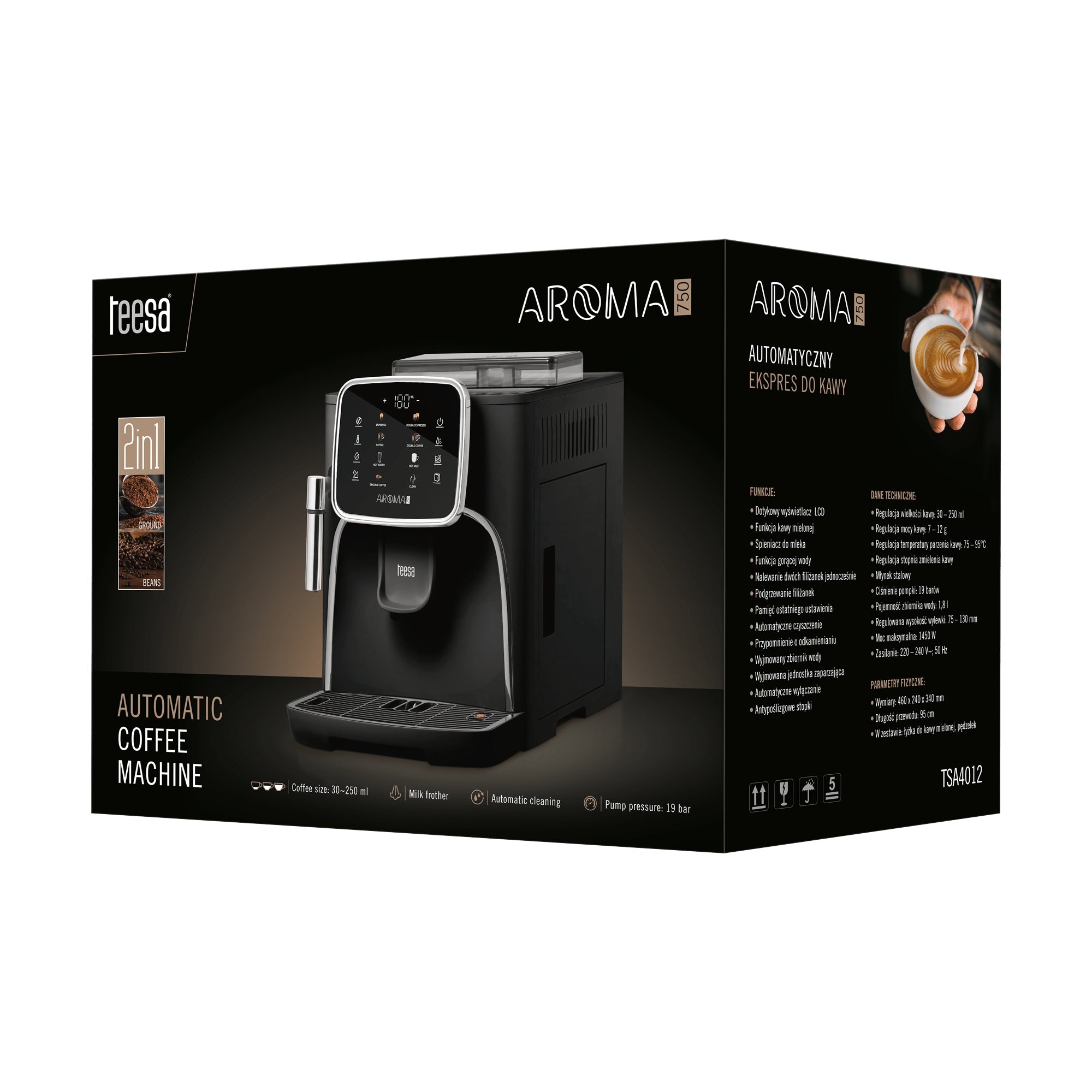 Teesa Aroma 750 Automatic espresso machine for coffee with grinder