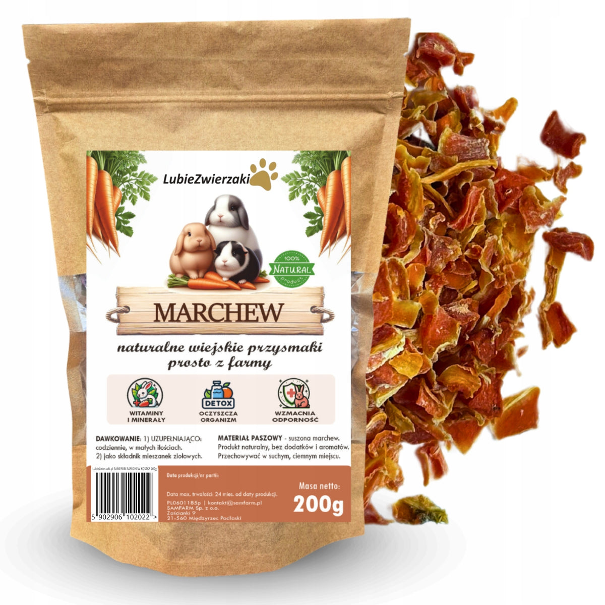 Teether delicacy for rabbit rodents natural carrots dried cube 200g