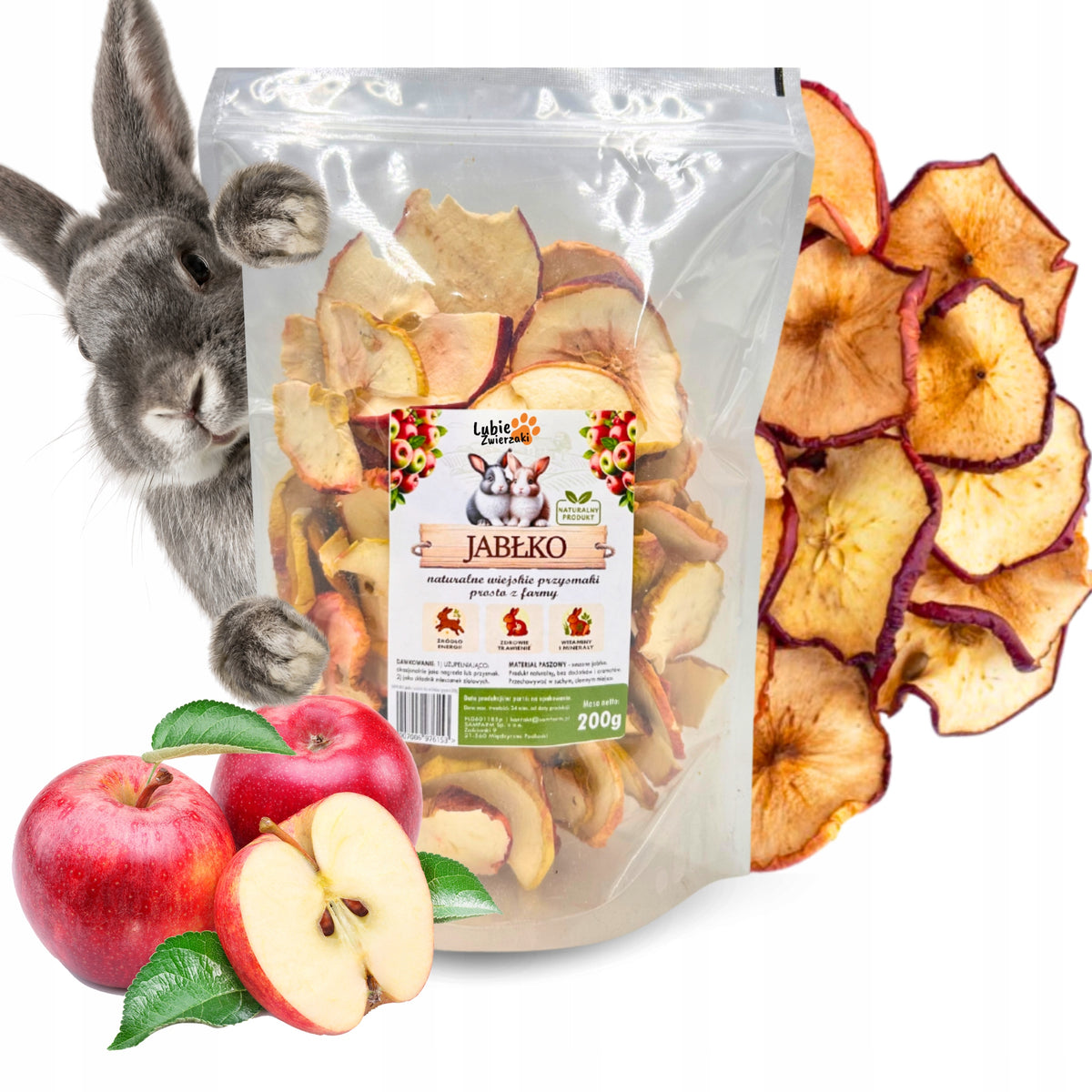 Teethers apple chips dried natural for rabbits rodents delicacy 200g
