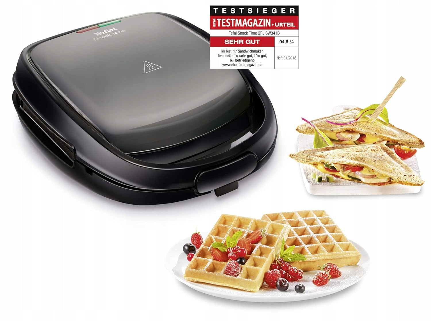 Tefal 2-in-1 Waffle Iron Snack Time power 700 W black Packaging status original
