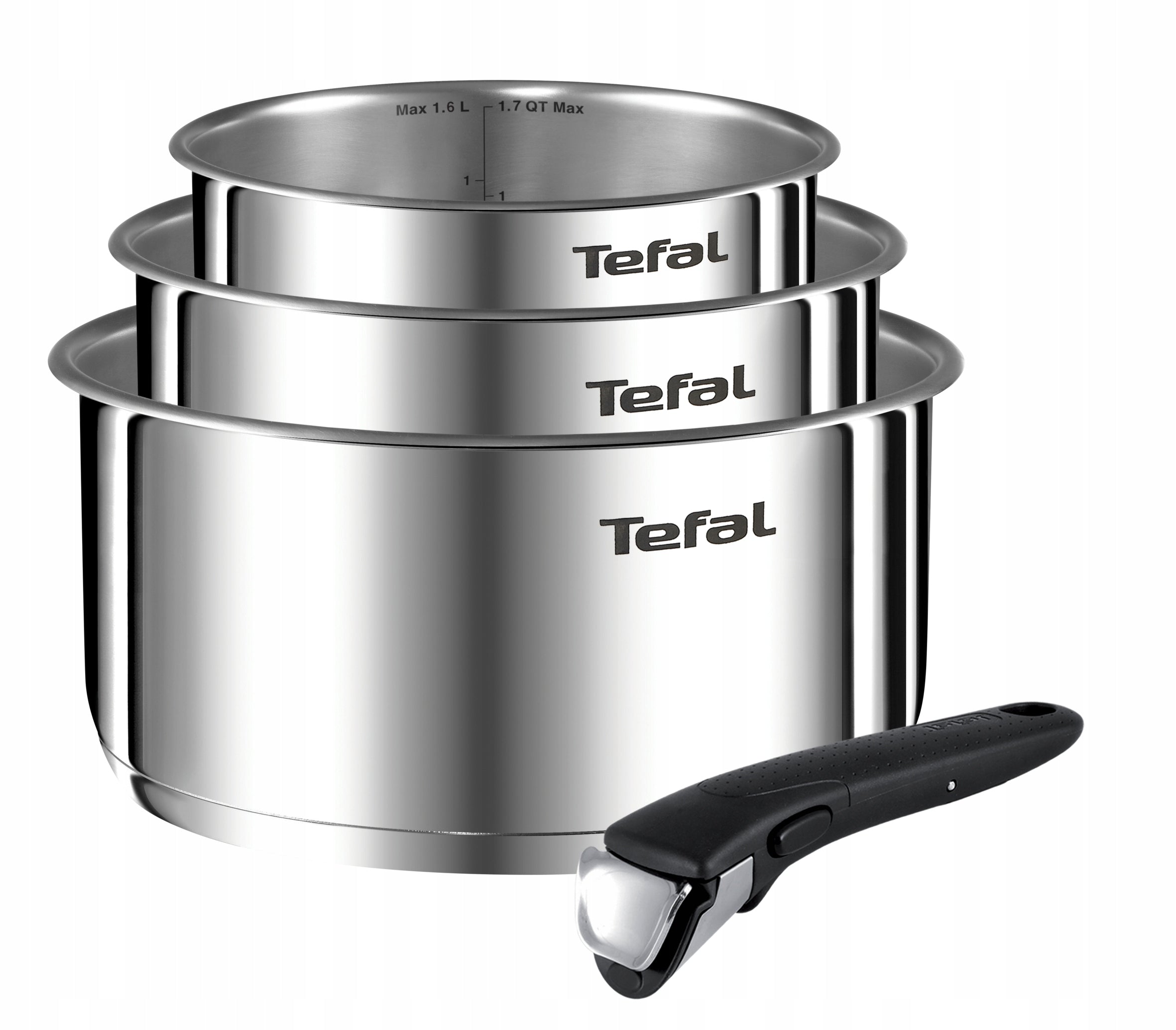 Tefal Ingenio Emotion L8964S44 pot set, stainless steel, 4 pieces.