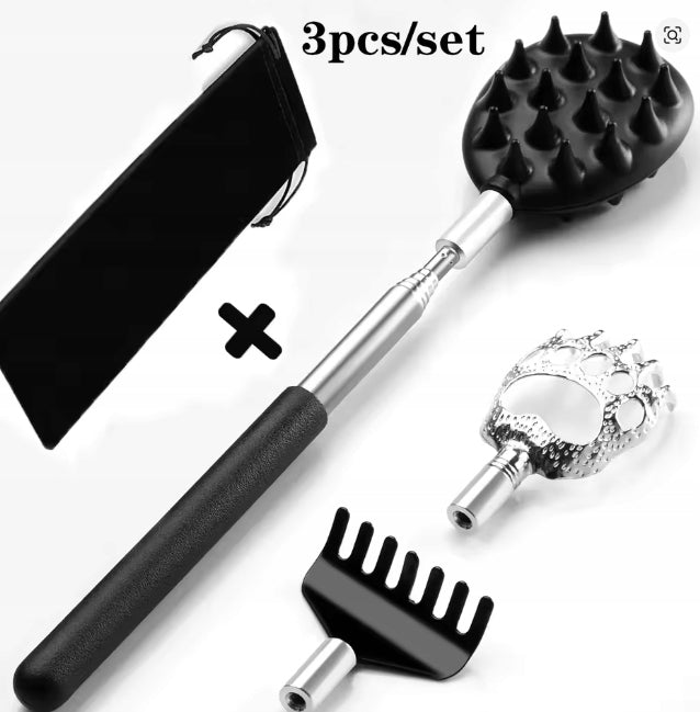 Telescopic Back Scratcher COMB SCRATCHER + 3 INTERCHANGEABLE TIPS Packaging status original