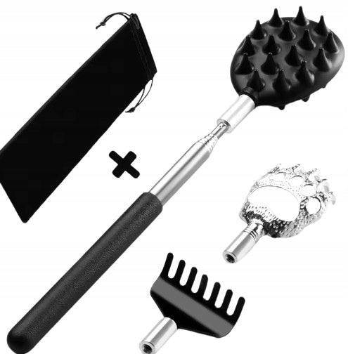 Telescopic Back Scratcher COMB SCRATCHER + 3 INTERCHANGEABLE TIPS