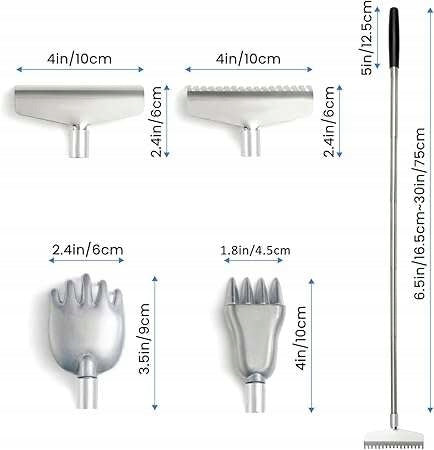 Telescopic Back Scratcher with Interchangeable Tips 4pcs Black Color Packaging status original