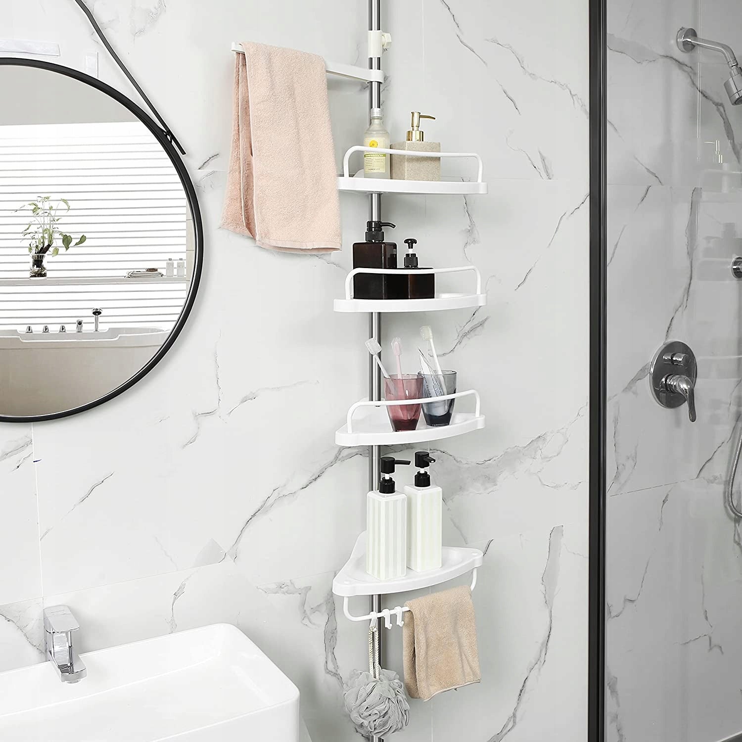 Telescopic Bathroom Hanging Shelf for Bathroom - White Brand MUFART