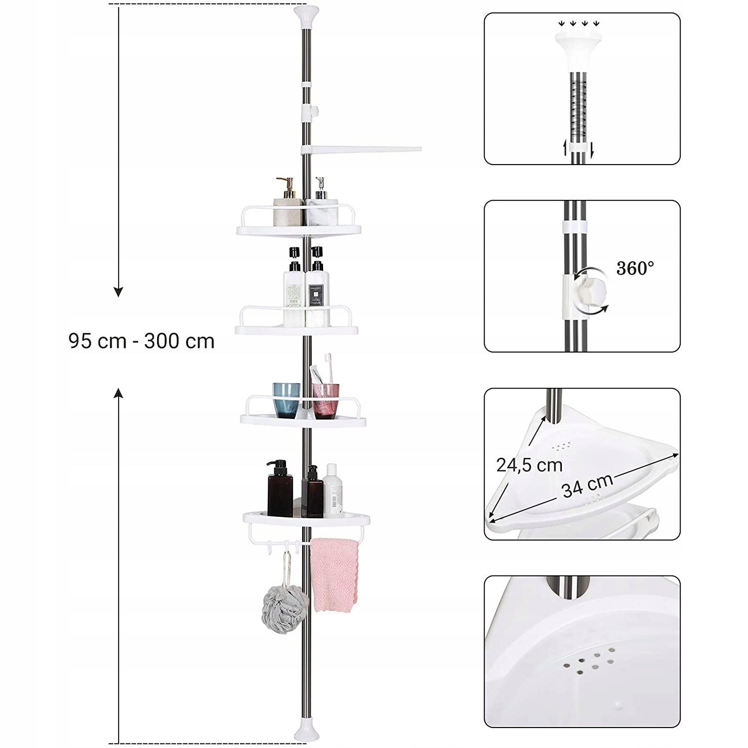 Telescopic Bathroom Hanging Shelf for Bathroom - White EAN (GTIN) 5903332012275