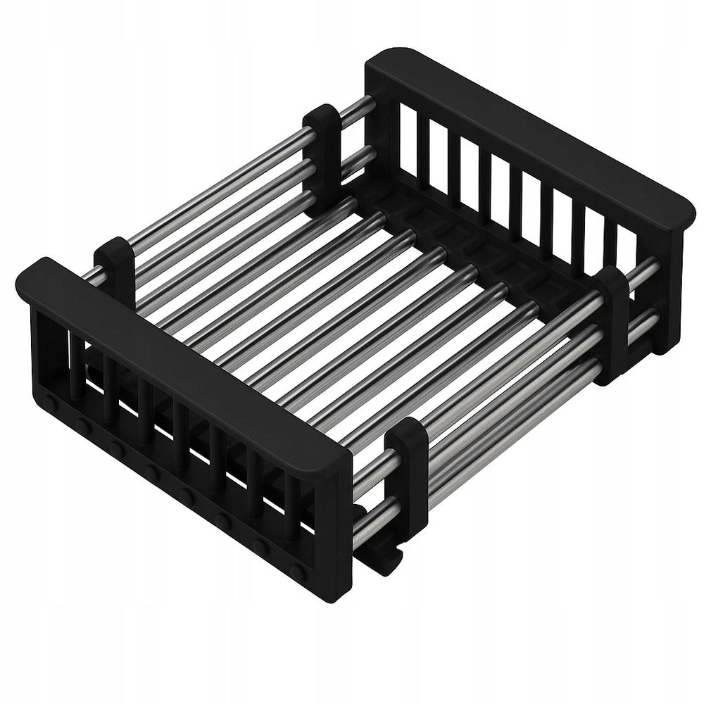 Telescopic Drainer Steel Basket for Sink Black