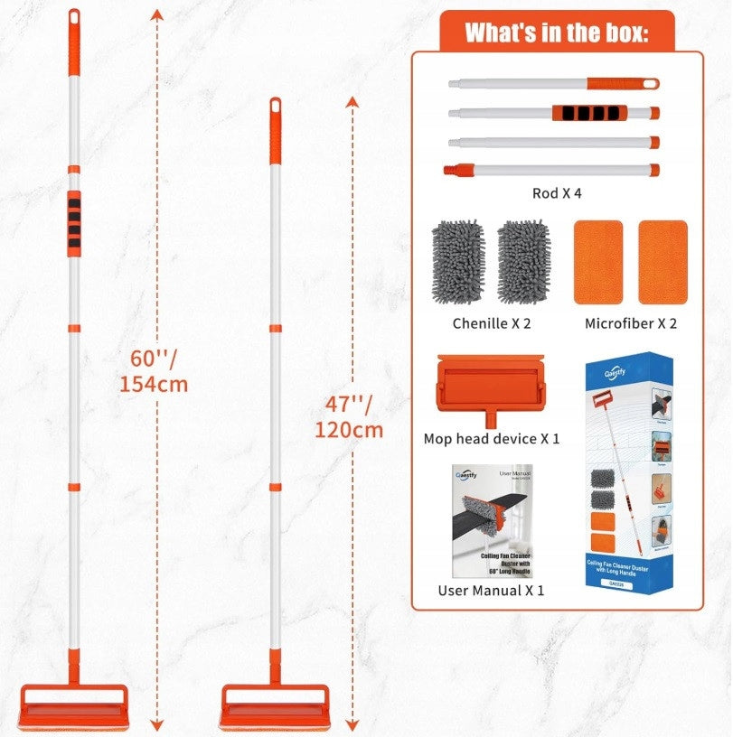 Telescopic Mop 2in1 Chenille Microfiber for Floor Walls 159 cm Brand no brand