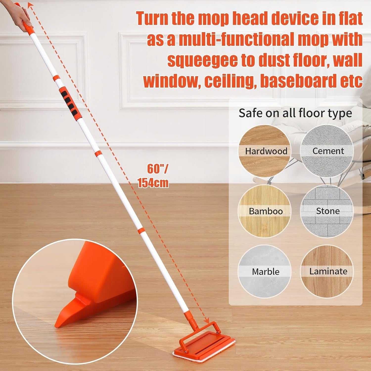 Telescopic Mop 2in1 Chenille Microfiber for Floor Walls 159 cm Manufacturer code B0CN2D6FLV