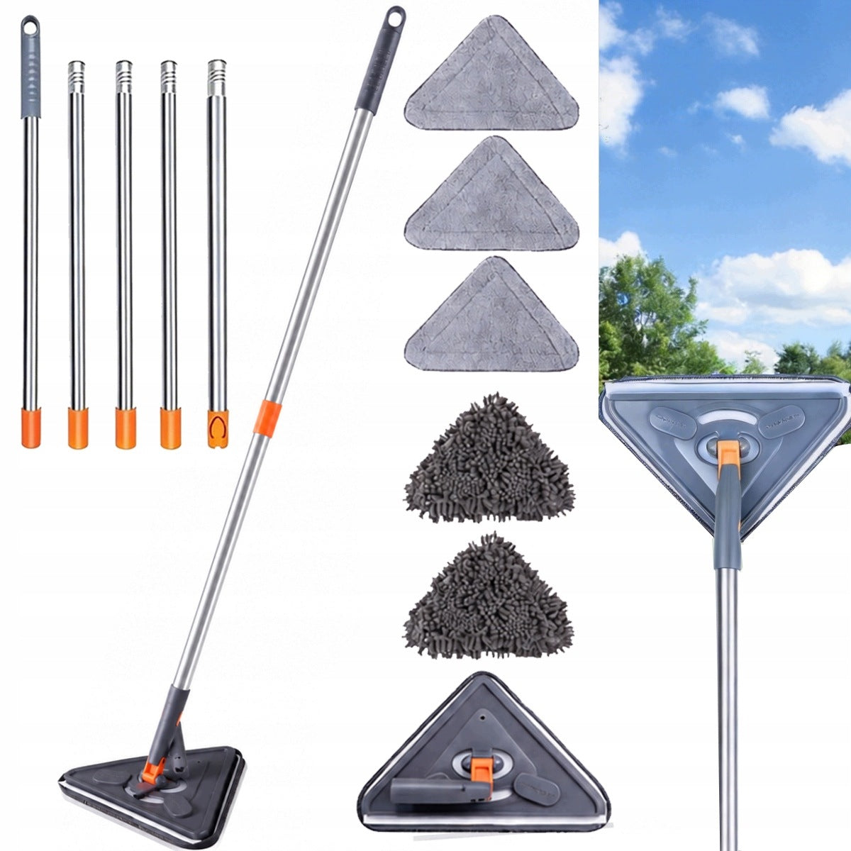 Telescopic Mop for Ceiling and Window Cleaning+ Brush
