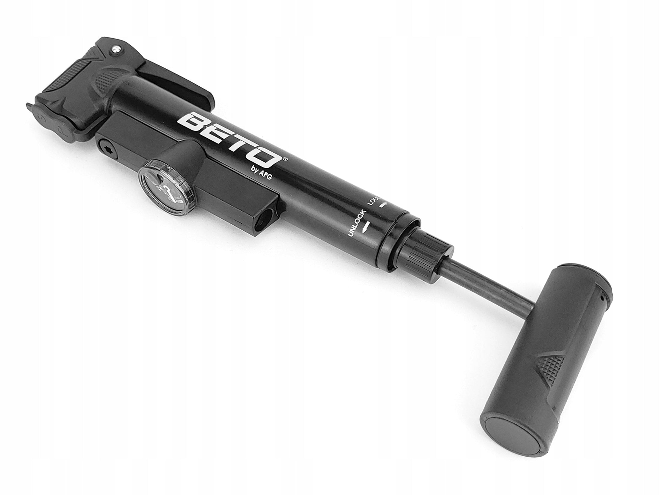 Telescopic bicycle pump with pressure gauge AV DV SV Color black