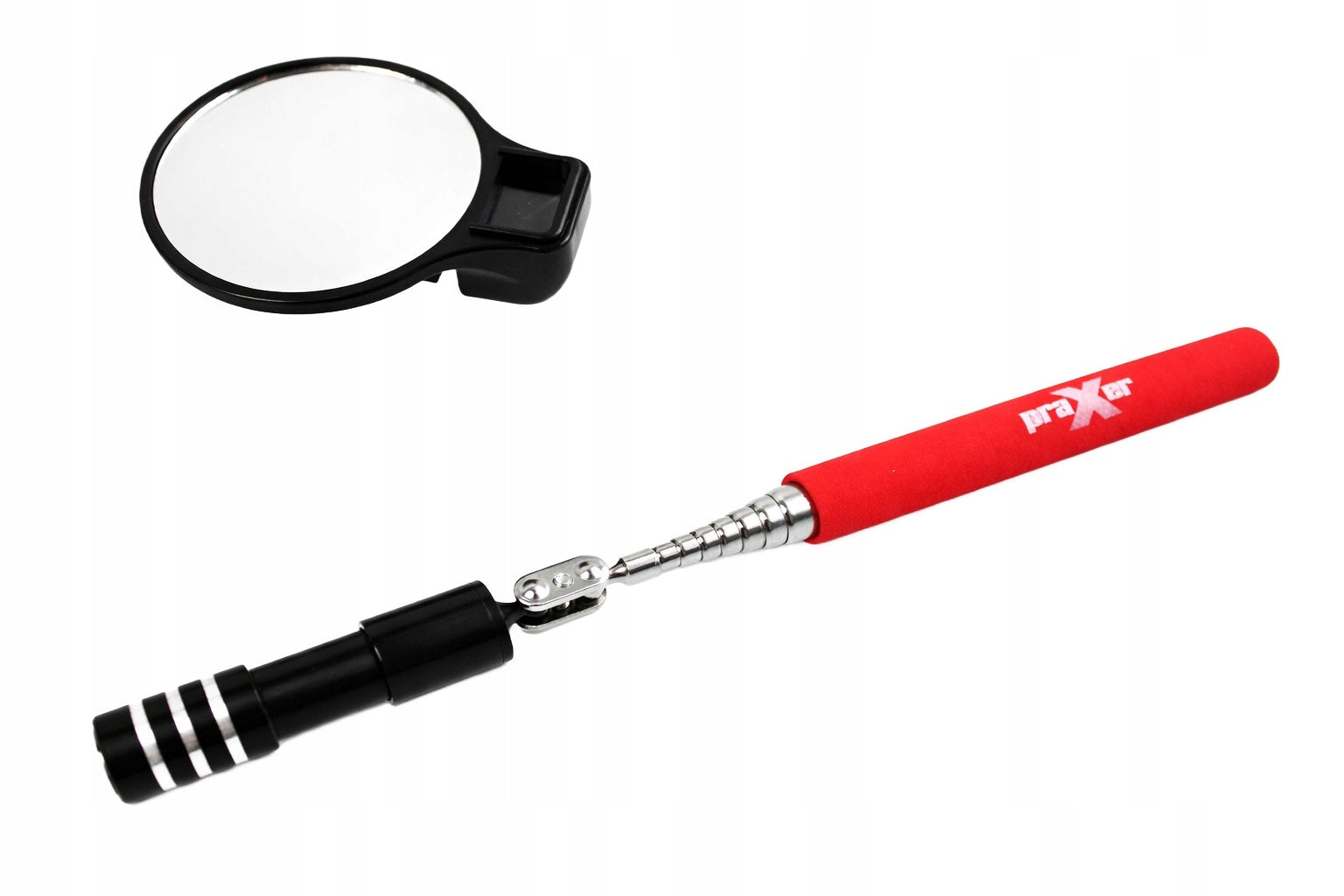 Telescopic inspection mirror with LED and magnet 53mm, holder 740mm PRAXER Manufacturer code 5905454217163