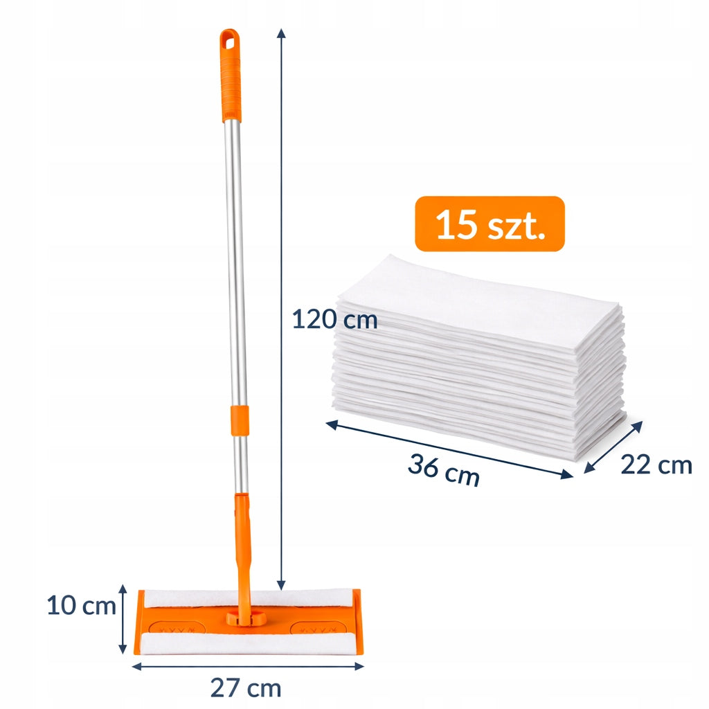 Telescopic mop 120 cm for windows and floors – set of 15 cloths Brand no brand