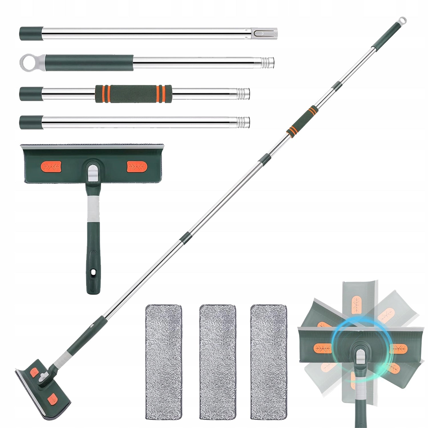 Telescopic mop 3in1 universal set for cleaning windows and floors 210 cm