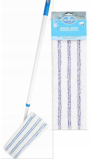 Telescopic mop with microfiber flat Spargo + 1 cloth 45x13 cm BLUE