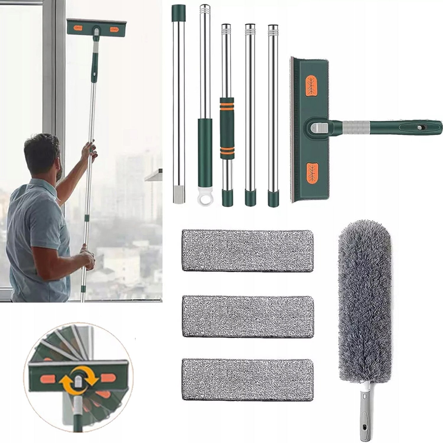 Telescopic window washer 206cm OVERLAY 40cm 3in1
